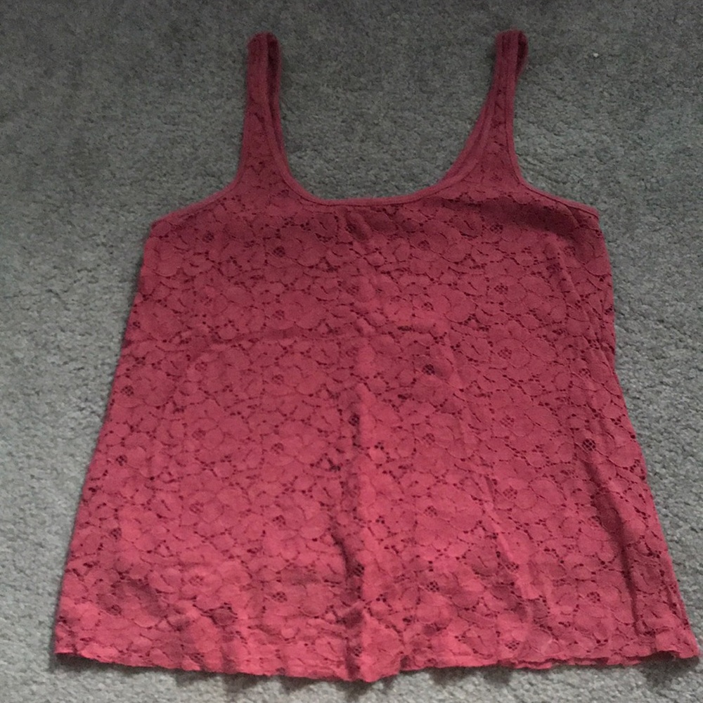Dusty Red Lace Tank Top, Size XS